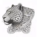 jaguar head with malesa around it tattoo design idea