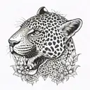 jaguar head with malesa around it tattoo design idea