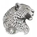 jaguar head with malesa around it tattoo design idea