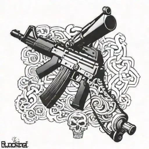 1312 and ak 47 rifle tattoo design idea