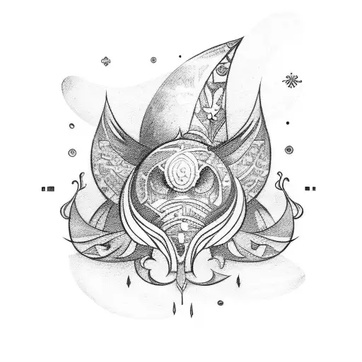 sereia lua mar navio tattoo design idea