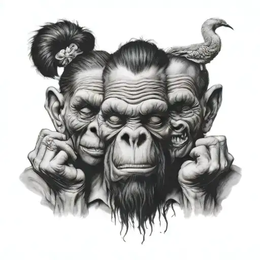 speak no evil see no evil here no evil tattoo design idea