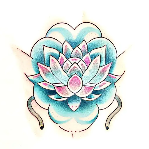 Lotus Flower and snake tattoo design idea