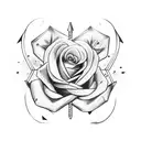 An arrow and bow intertwined with a rose, symbolizing strength and beauty tattoo design idea