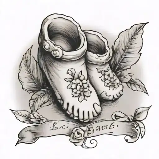 lost grief  angle baby, baby footprints, 2/4/24, name baby Burch, miscarriage  tattoo design idea