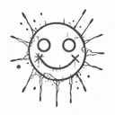 smiley face with bleeding bullet hole and X's with eyes  tattoo design idea