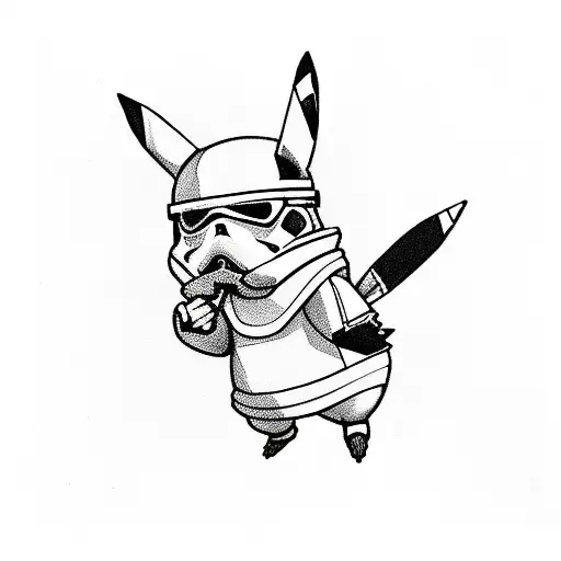 Pikachu wearing stormtrooper costume  tattoo design idea