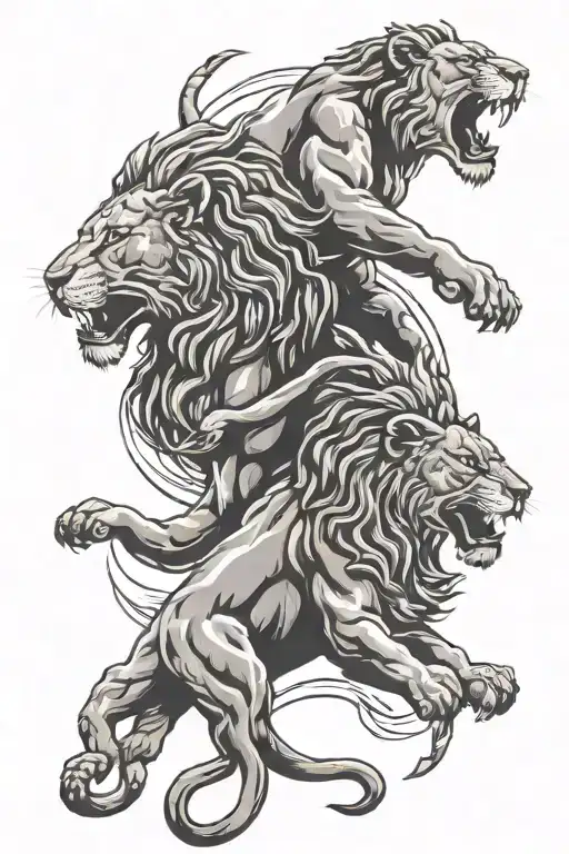 3 Lions, Christian Faith, Kickboxing tattoo design idea