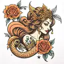 Jupiter + mermaid + tiara tattoo design idea