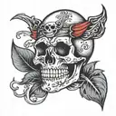 Blood is thicker than water skull tattoo design idea