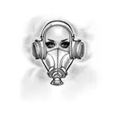 burlesque girl with gas mask tattoo design idea