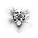 burlesque girl with gas mask tattoo design idea