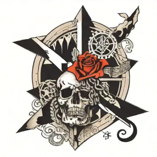 vitruvian man, rose, skull, maze, column, checkerboard, cessna, hourglass tattoo design idea