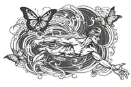 swimmer doing butterfly stroke tattoo design idea