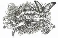 swimmer doing butterfly stroke tattoo design idea