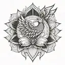 phoenix rising with lotus flower blooming tattoo design idea