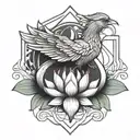 phoenix rising with lotus flower blooming tattoo design idea