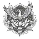 phoenix rising with lotus flower blooming tattoo design idea