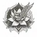 phoenix rising with lotus flower blooming tattoo design idea