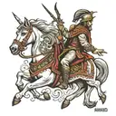 Nomad Turkish warrior on a horse head tattoo design idea