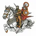 Nomad Turkish warrior on a horse head tattoo design idea