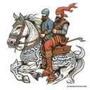 Nomad Turkish warrior on a horse head tattoo design idea