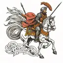 Nomad Turkish warrior on a horse head tattoo design idea