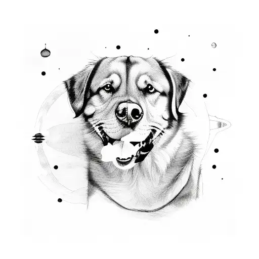 Cosmic canine companion tattoo design idea