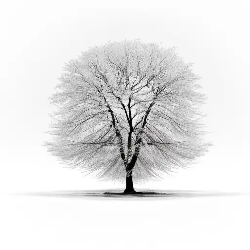 leafless tree with 4 branches bending right one root tattoo design idea