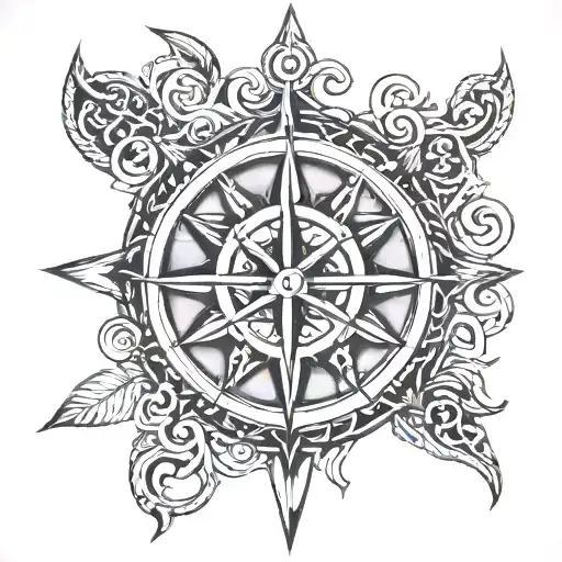 Vikings compass rune tattoo design idea