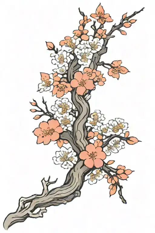 Sakura tree branch tattoo design idea