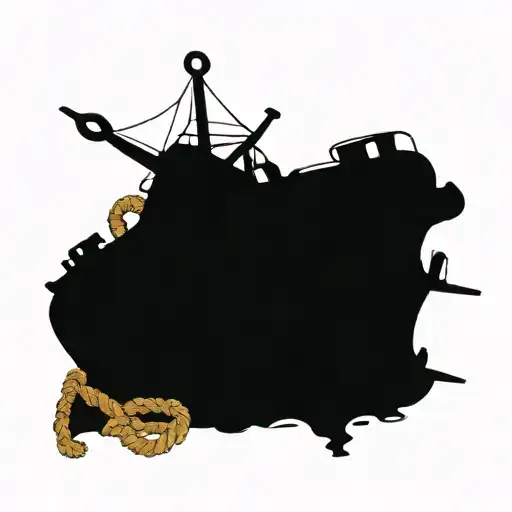 anchor with rope and wheel tattoo design idea