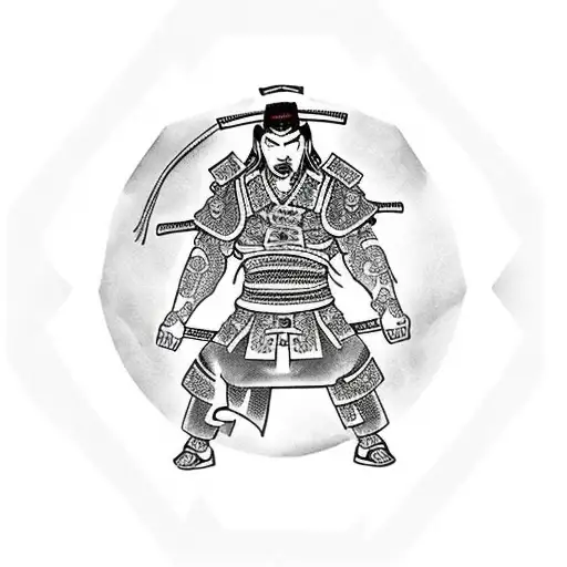 hands together praying samurai in dragon armour tattoo design idea