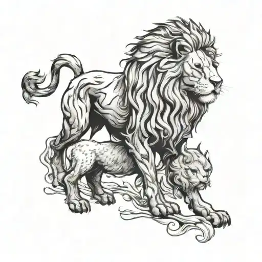 Fierce Lion and Lamb as one tattoo design idea