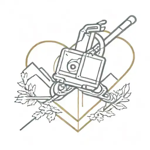 ski and heart shaped lock tattoo design idea