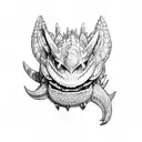 monster hunter Gore Magala reaching out with his claws tattoo design idea