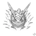 monster hunter Gore Magala reaching out with his claws tattoo design idea