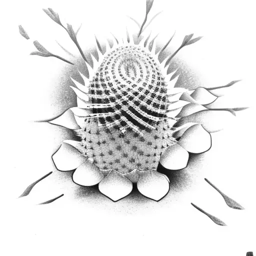 saguaro cactus blossoms tattoo design idea