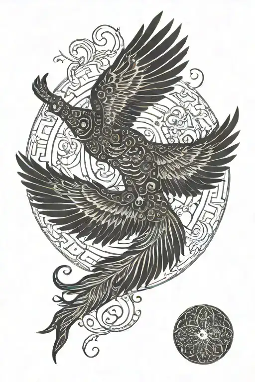 falling Icarus falling from the sky with Sikh Ik Onkar  tattoo design idea