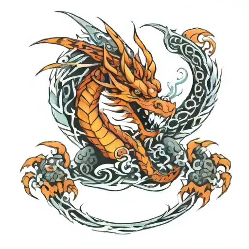 Fire dragon wrapped tattoo design idea