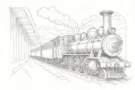 steam train in tunnel tattoo design idea