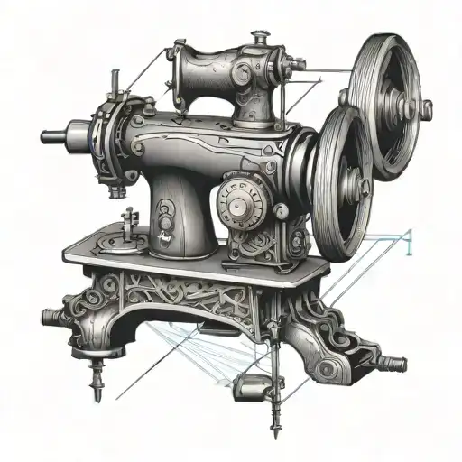 sewing machine needle transforming tattoo design idea