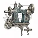 sewing machine needle transforming tattoo design idea
