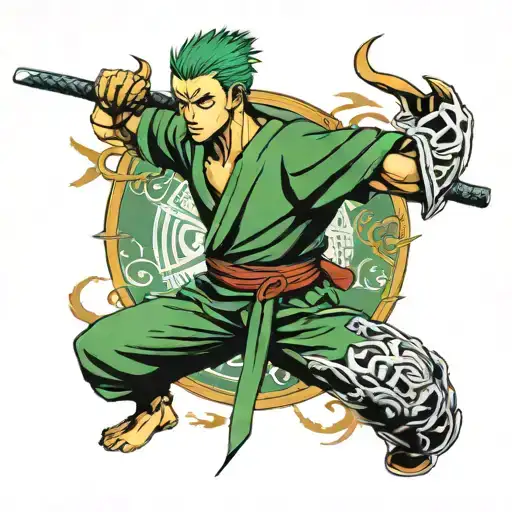 Roronoa zoro three swords combined tattoo design idea