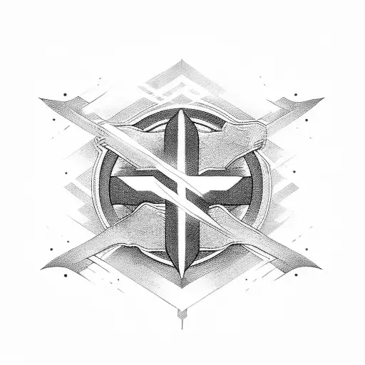 cross with lightning tattoo design idea