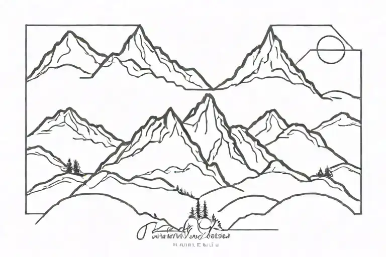 mountain range silhouette tattoo design idea