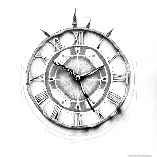 Clock roman broken tattoo design idea