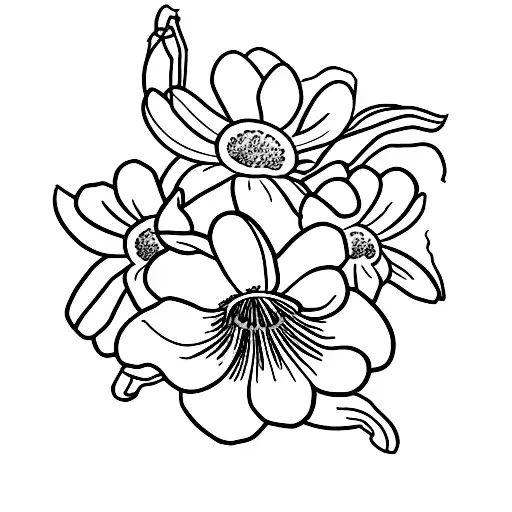 daisy, hyacinth, pansy tattoo design idea
