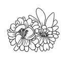 daisy, hyacinth, pansy tattoo design idea