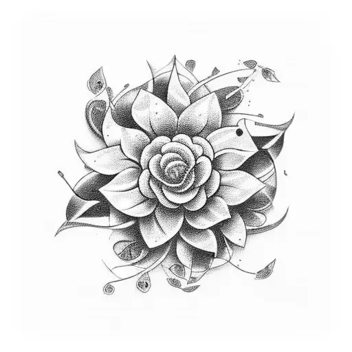  cyber Cherry flower ornament tattoo design idea